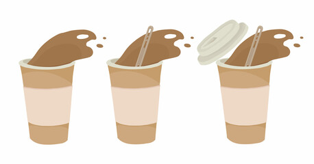 Takeaway coffee. Coffee to go. Vector colorful element on a white background.