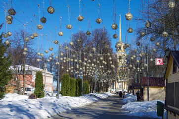 Ryazan, Russia - March, 2021: Belltower of the Ryazan Kremlin