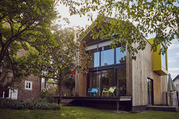 Exterior of modern tiny house