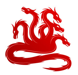A red fantastic dragon stylized symbol.
