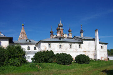 Fototapeta na wymiar Yuryev-Polsky, Vladimir Oblast, Russia - September, 2020: Mikhailo-Arkhangelskiy Monastery in autumn sunny day