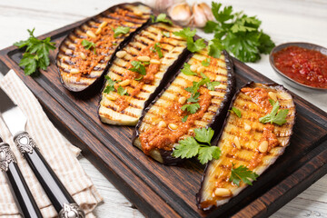 Grilled eggplant and sauce