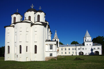 Fototapeta na wymiar VELIKY NOVGOROD, RUSSIA - July, 2021: Saint Nicholas Cathedral in summer sunny day