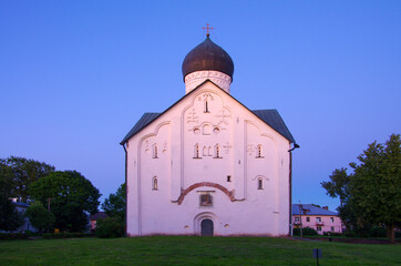 Fototapeta na wymiar VELIKY NOVGOROD, RUSSIA - July, 2021: Church of the Transfiguration on Ilyina Street