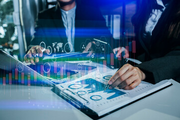 Business digital finance marketing chart, Future technology innovation background, Digital transformation stock marketing concept.