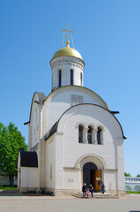 Fototapeta na wymiar Vladimir, Russia - May, 2021: Monastery of the Nativity of the Holy Mother of God in spring sunny day. New Cathedral of the Nativity of the Virgin