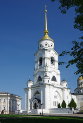 Vladimir, Russia - May, 2021:  Dormition Cathedral in spring sunny day