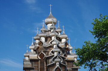 Kizhi, Karelia, Russia - July, 2021: The Church of the Transfiguration