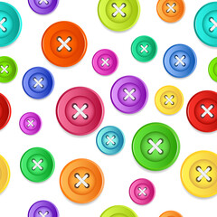 Seamless pattern of multicolored buttons. Cheerful background for decoration