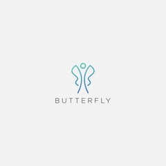 wings butterfly active logo line modern