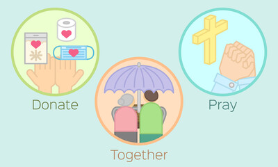 Donate, together and pray icon