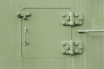 Green heavy armoured steel door