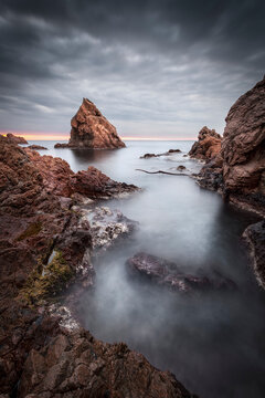 Spain, Girona, Tossa de Mar, Costa Brava at dawn