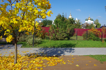 Kolomna, Russia - October, 2021:  The ensemble of the buildings of the Cathedral square in Kolomna...