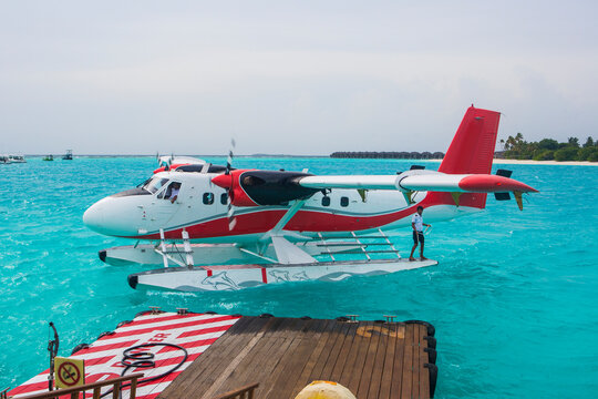 Maldives, seaplane on the ocean