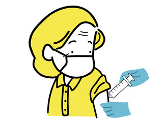 ワクチンを接種するお年寄りのイラスト