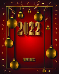 2022 Merry Christmas and Happy New Year background for seasonal greetings cards flyer.