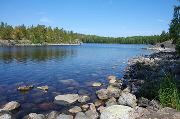 Fototapeta na wymiar Ladoga skerries on Lake Ladoga in Karelia, Russia