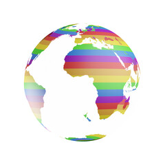 3d Globe with Gay Pride color isolated