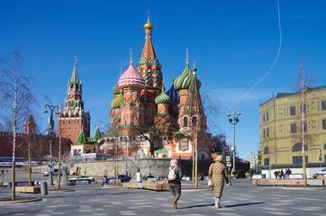 Obraz premium Moscow, Russia - March, 2021: Saint Basil's Cathedral, is a church in the Red Square