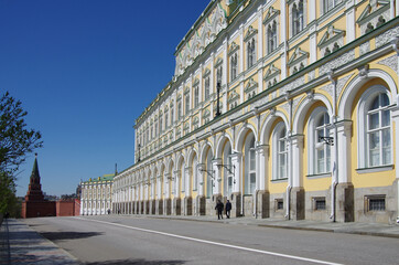 Fototapeta na wymiar Moscow, Russia - May, 2021: Moscow kremlin in sunny spring day. Grand Kremlin Palace