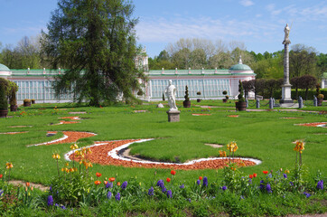 MOSCOW, RUSSIA - May, 2021: Kuskovo estate of the Sheremetev family in spring day