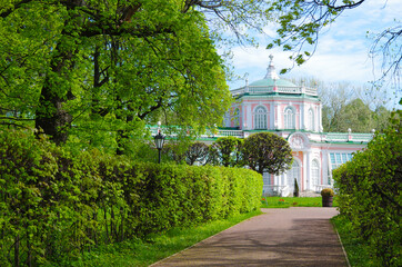 MOSCOW, RUSSIA - May, 2021: Kuskovo estate of the Sheremetev family in spring day