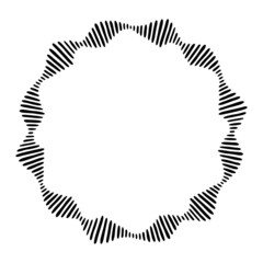 Abstract round meander, circular geometric ornament, striped frame from hand drawn elements. Decorative pattern isolated on white background. Place for text. Vector monochrome illustration for invitat