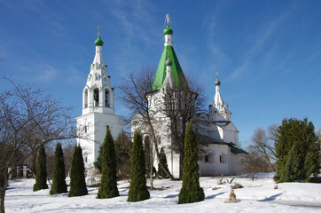 Moscow, Russia - March, 2021: Holy Trinity Church in Troitskoe-Golenischevo