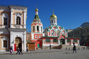 Moscow, Russia - March, 2021: Kazan Cathedral, formally known as the Cathedral of Our Lady of Kazan