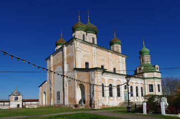 Pereyaslavl-Zalessky, Yaroslavl Oblast, Russia - October, 2021: The Goritsky Monastery of Dormition in sunny autumn day