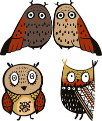 owl symbol with original pattern cartoon vector