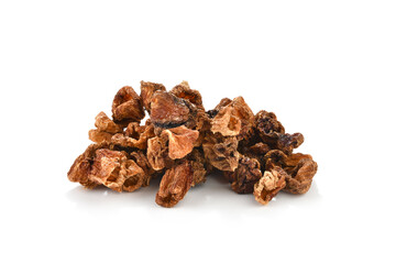 Heap of dried bell pepper isolated on white background    
