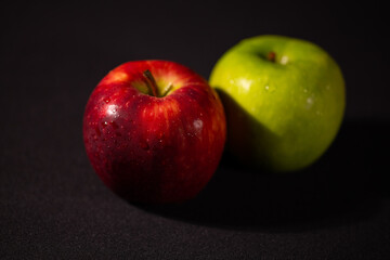 fresh red and green apple