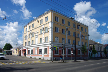 Fototapeta na wymiar Rybinsk, Russia - May, 2021: View of the street of the city