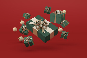 3d render gift box for merry christmas isolate background