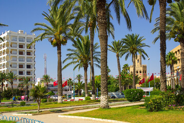 Monastir, Tunisia, Africa - August, 2012: Park Baladia in the summer day