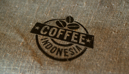 Fototapeta na wymiar Coffee Indonesia stamp and stamping