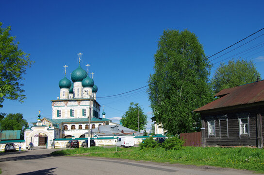 Tutaev, Russia - May, 2021: The Borisoglebsk Side's Resurrection Cathedral in Tutayev