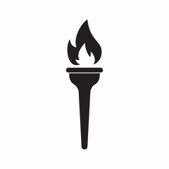 Torch flame icon flat style isolated on white background