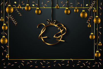 Fototapeta na wymiar 2022 Merry Christmas and Happy New Year background for seasonal greetings cards flyer.