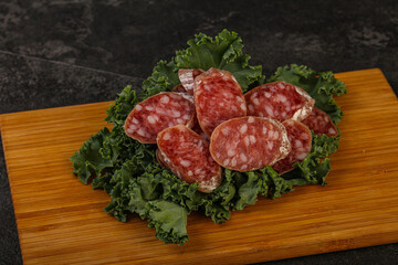 Iberian pork Fuet sausage slices