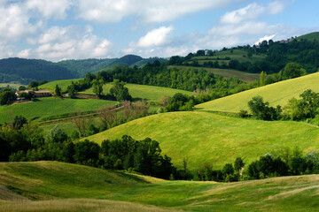 Fototapeta na wymiar Rural landscape near Salsomaggiore, Parma, at springtime