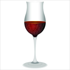 a glass of red wine on a white background vector