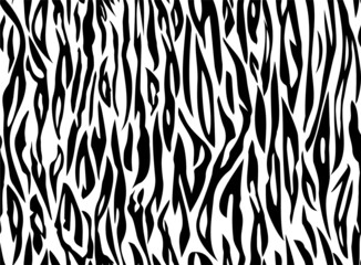 Vector Tiger white black stripe pattern. Tiger seamless tiling background.
