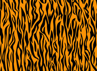 Vector Tiger orange black stripe pattern. Tiger seamless tiling background.