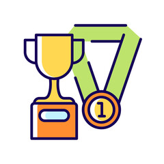 Sports talent RGB color icon. Athletic aptitude. Talented sportsman. Sports competition award and trophy. Physical activity. Healthy lifestyle. Isolated vector illustration. Simple filled line drawing