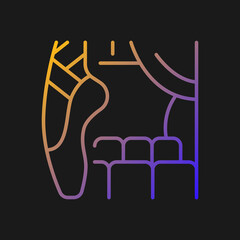 Dancing talent gradient vector icon for dark theme. Gifted dancer. Choreography performance. Hobby and entertainment. Thin line color symbol. Modern style pictogram. Vector isolated outline drawing