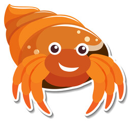 Hermit crab sea animal cartoon sticker