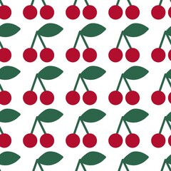 Seamless pattern with cherry on white background 